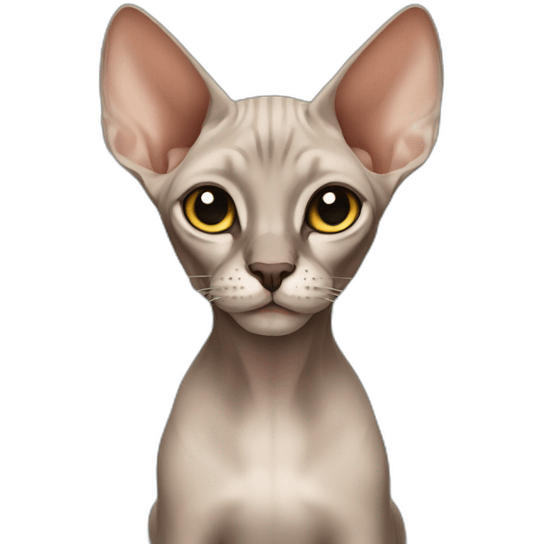 Sphinx cat with big ears that have a black tip emoji