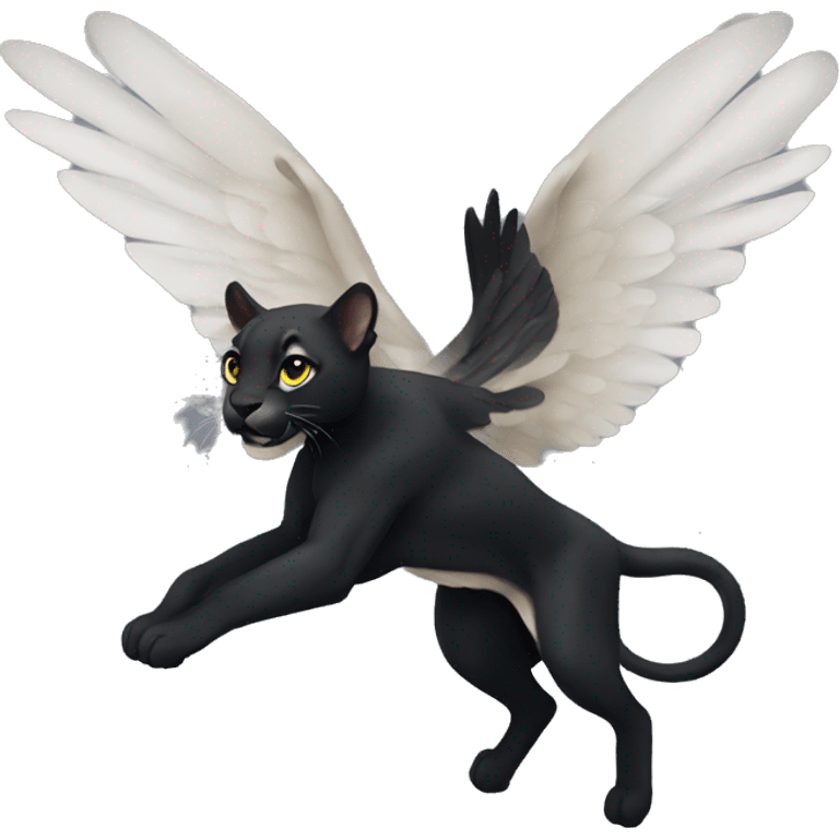 winged black puma flying emoji