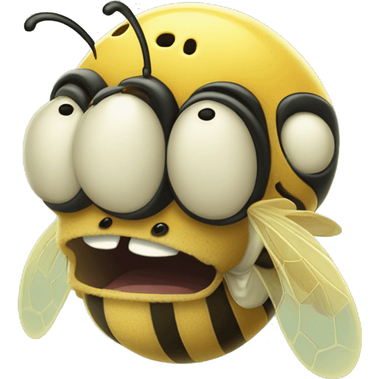 Cute chunky bee with tongue sticking out next to squidward emoji