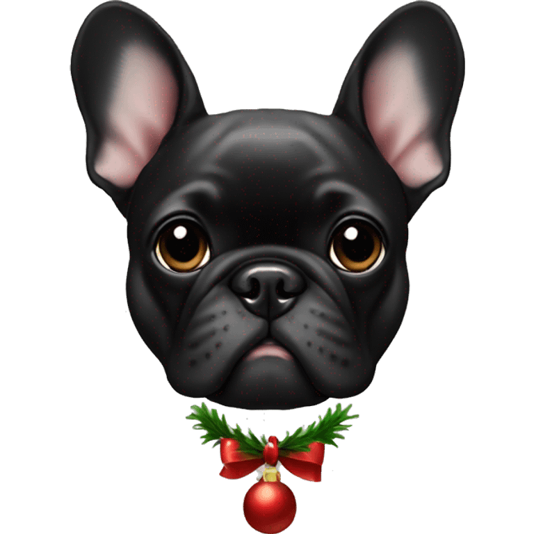 Black French bulldog face Christmas  emoji