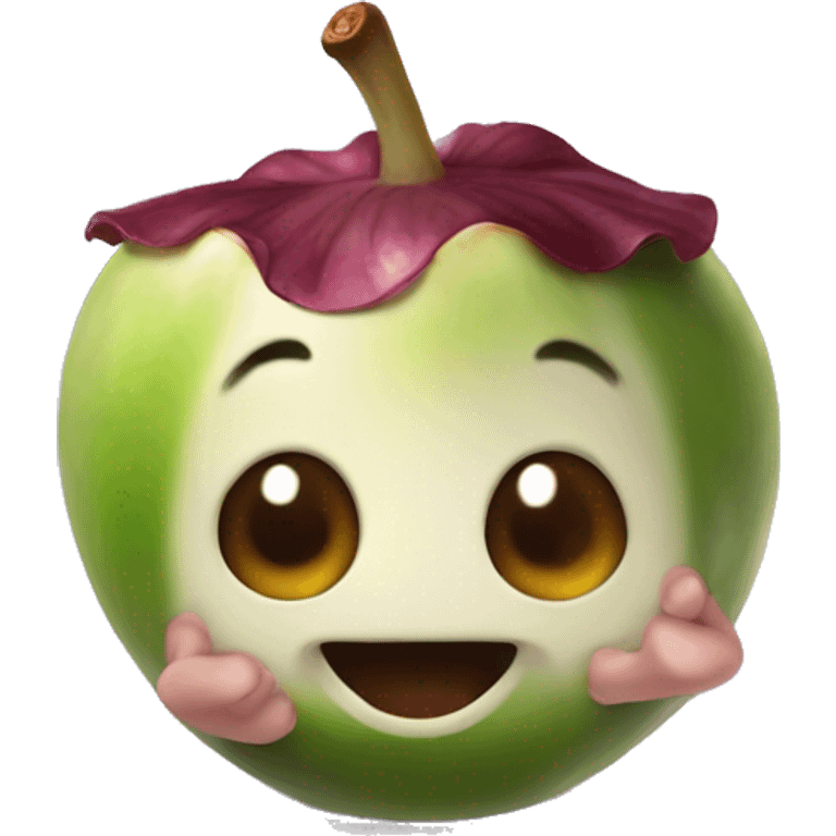 mangosteen with a lovely chubby face emoji