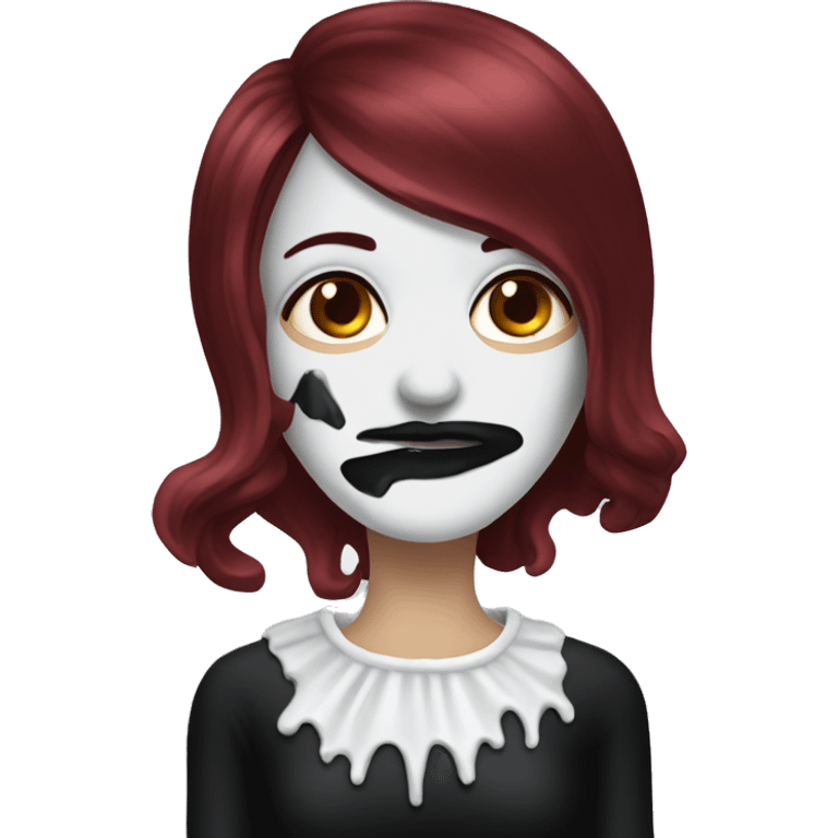 Dark Red haired goth Woman with shaving cream on her face emoji