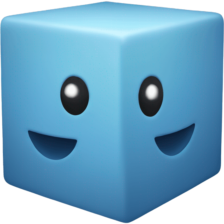 A blue cube with face emoji