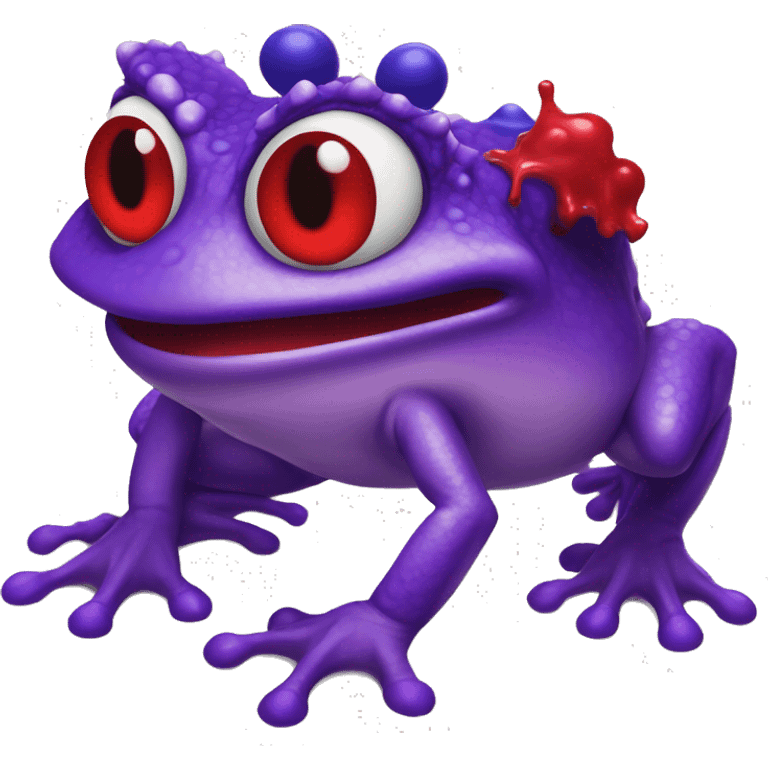 Purple horned frog spraying red paint of its eyes emoji