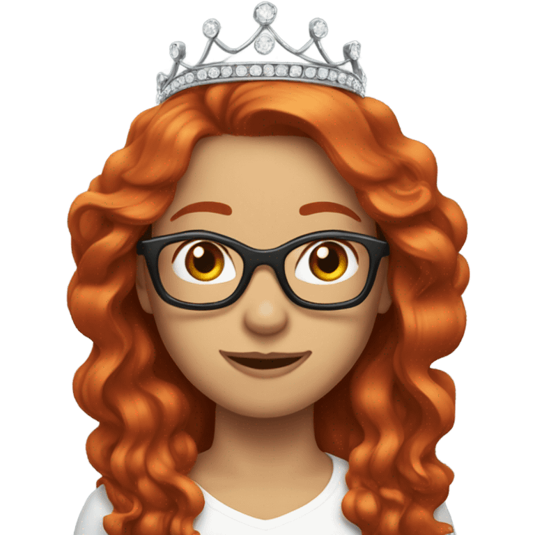 Long Redhead with tiara and glasses emoji