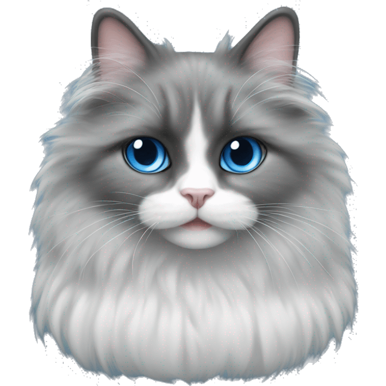 Gato angora negro con blanco ojos azules  emoji