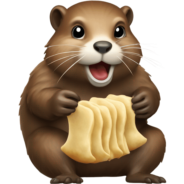 Beaver eats dumplings in full growth    emoji