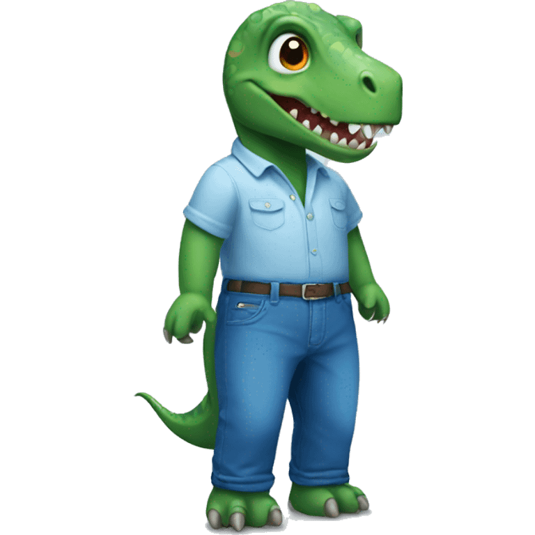 Dinosaur wearing blue pants emoji