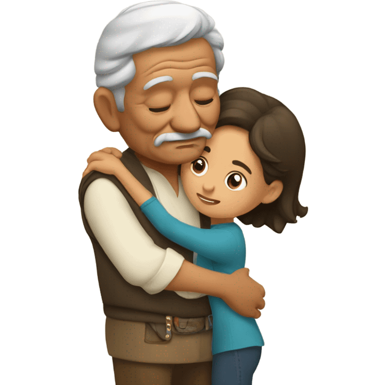 Old Mexican man hugging granddaughter  emoji