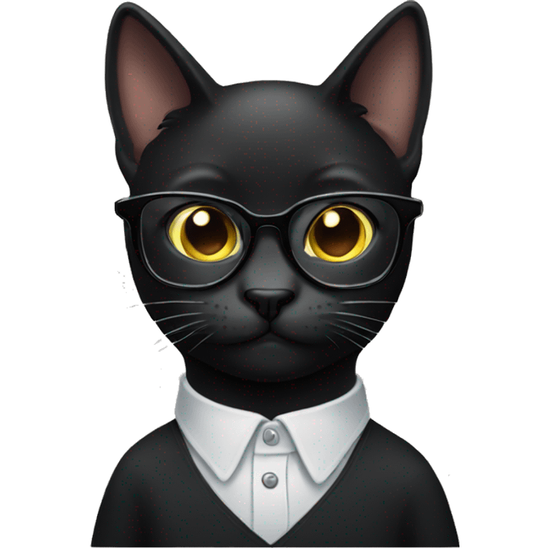 Black cat with glasses emoji