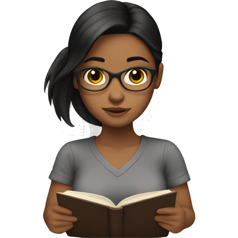 girl with black hair reading emoji