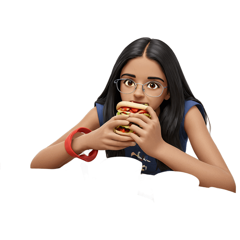 girl enjoying food moment emoji