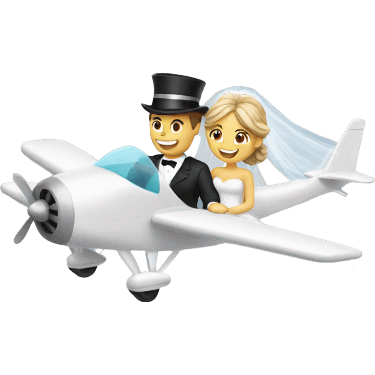 Bride and groom riding in a plane emoji