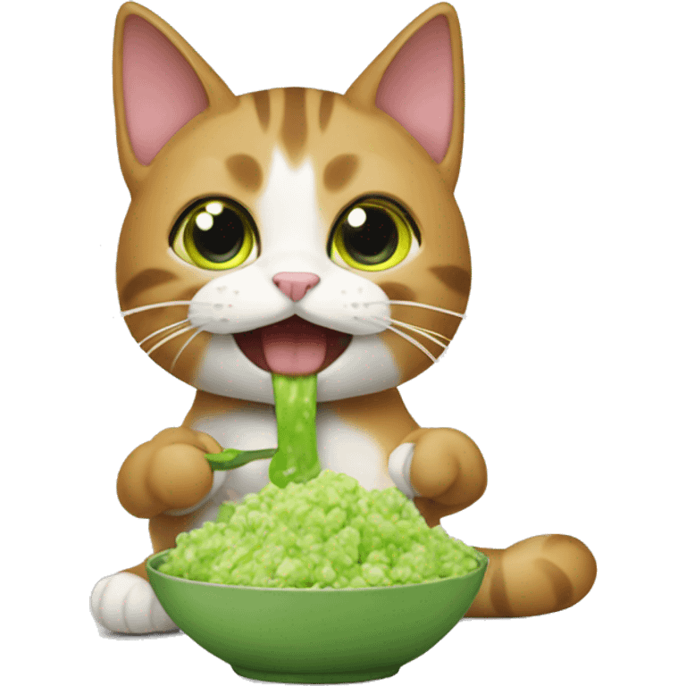 Cat eating wasabi emoji