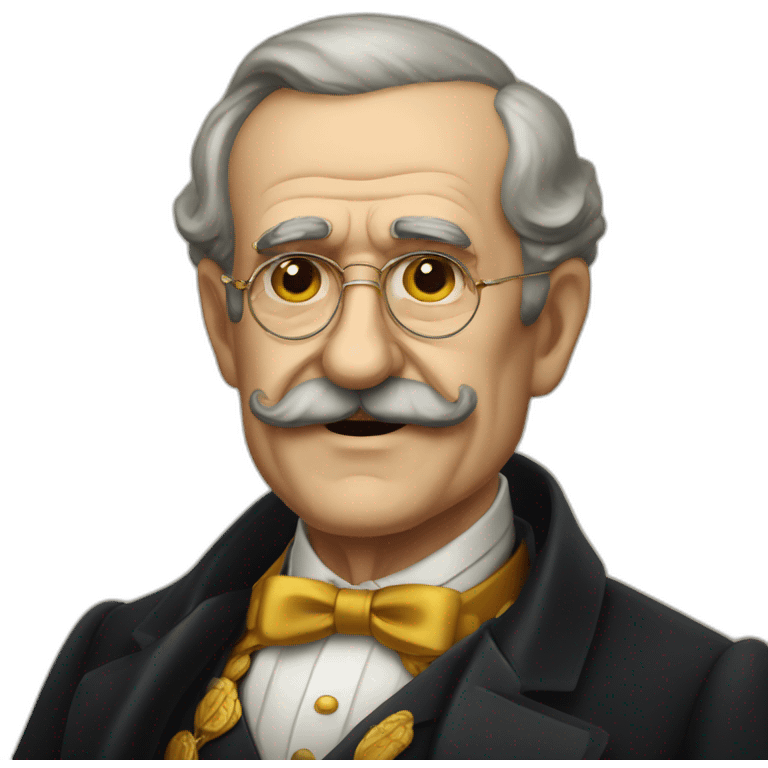 Old president of spain monocle and mustache whole body  emoji