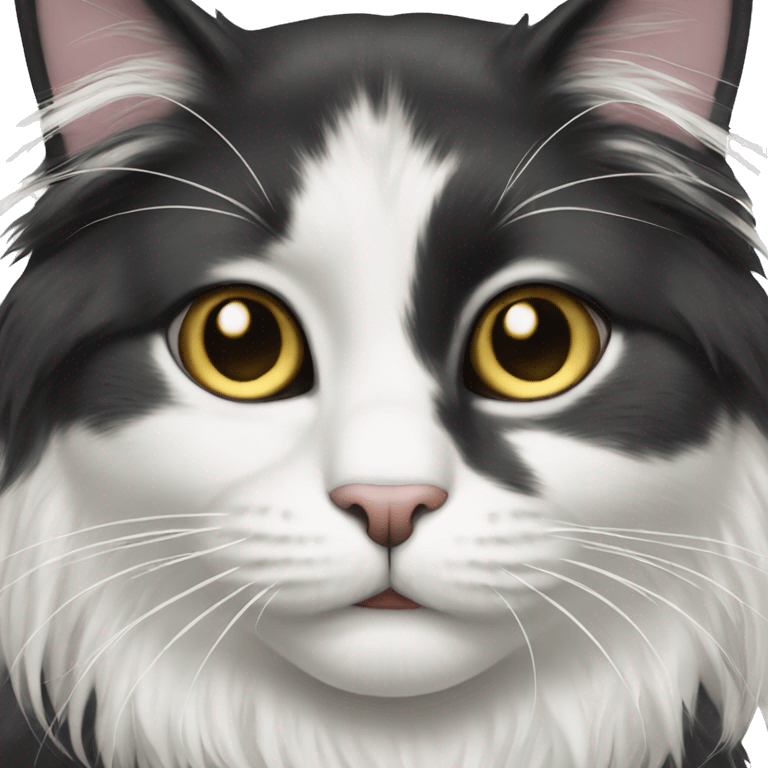 Black and White long hair cat emoji