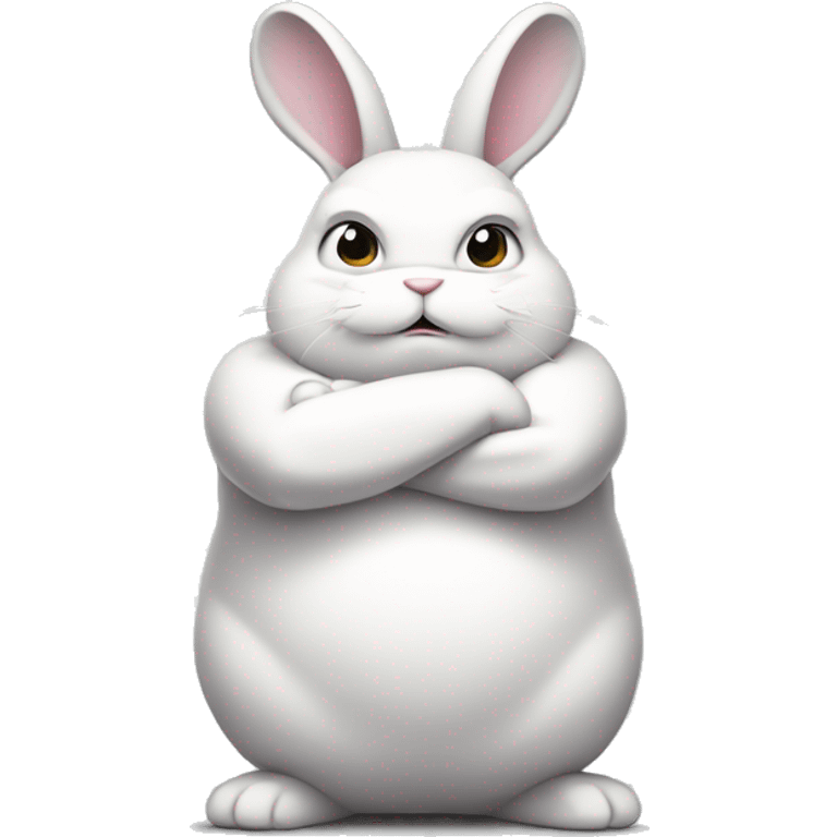 Angry chubby white bunny with arms crossed emoji