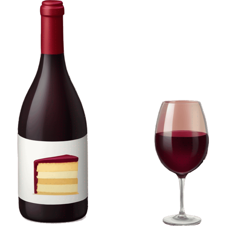 Bottle of red wine with burgundy present box and birthday cake  emoji