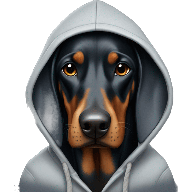 Doberman wearing a hoodie  emoji