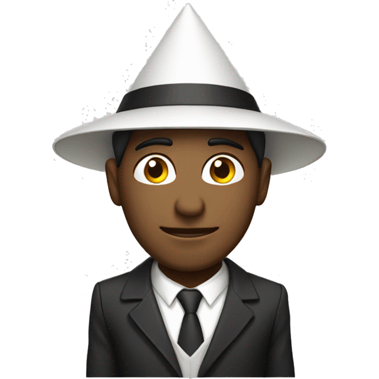 man wearing white pyramid hat emoji