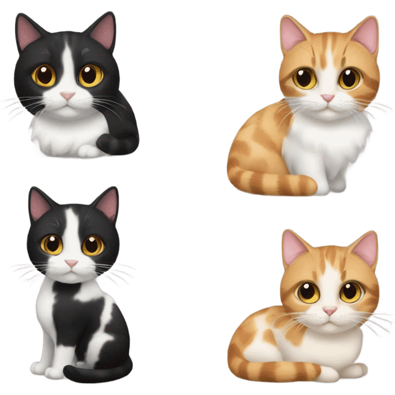 Calico cat and black cat emoji