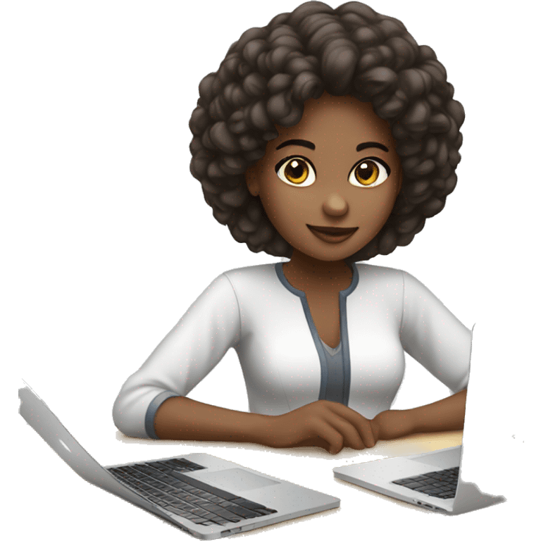 beautiful girl works on macbook emoji