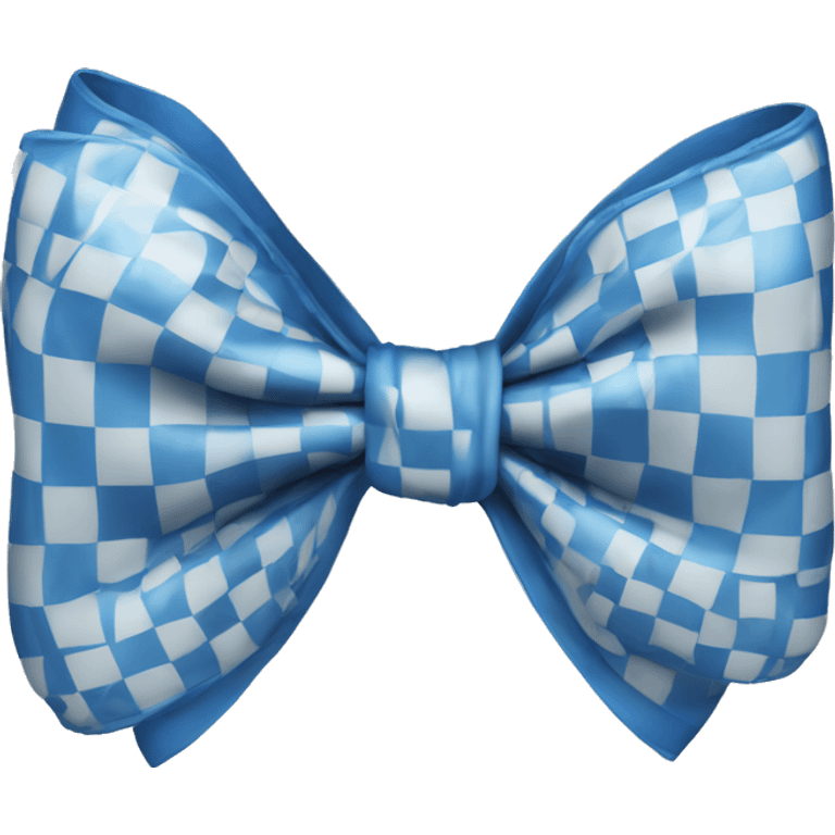 Checkered blue bow emoji