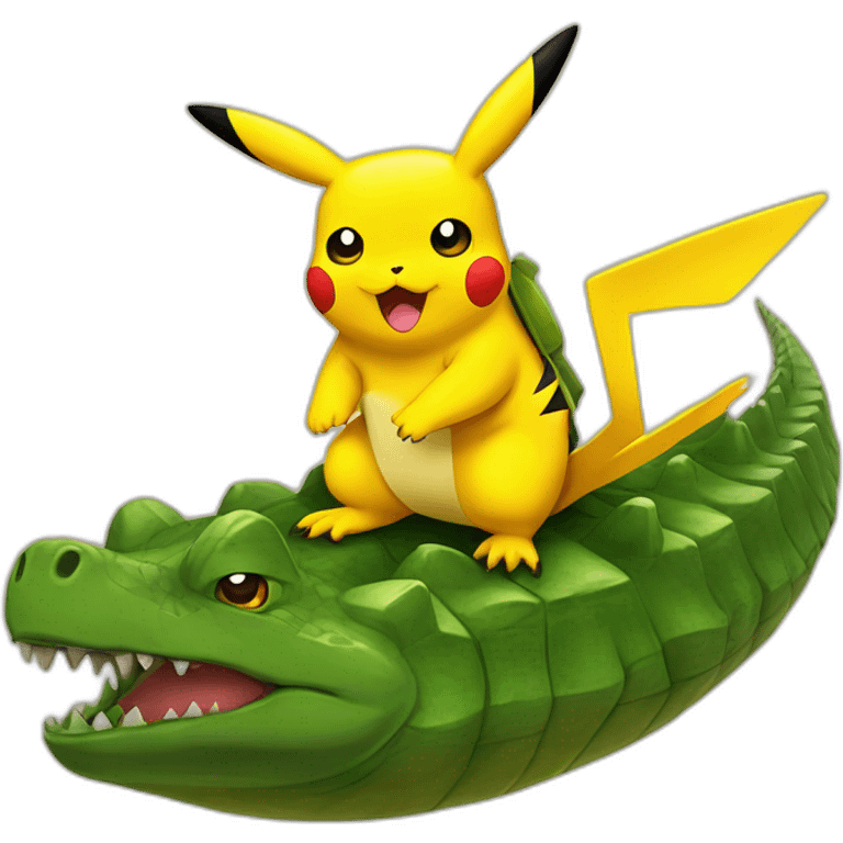 Pikachu sur un crocodile emoji