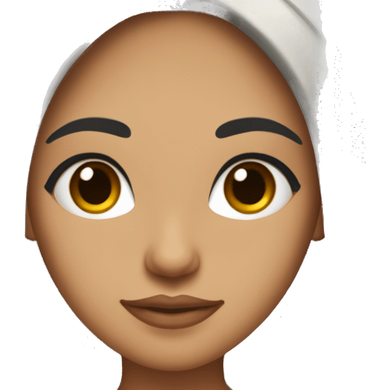 a hispanic girl with long black straight hair with red blush cheeks and mid eyelashes and a lil tan emoji