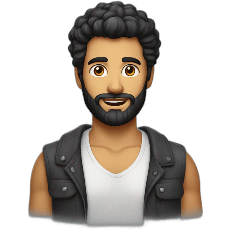 homme dodu cheveux noirs courts barbe de 3 jours tenue de pâtissier  emoji