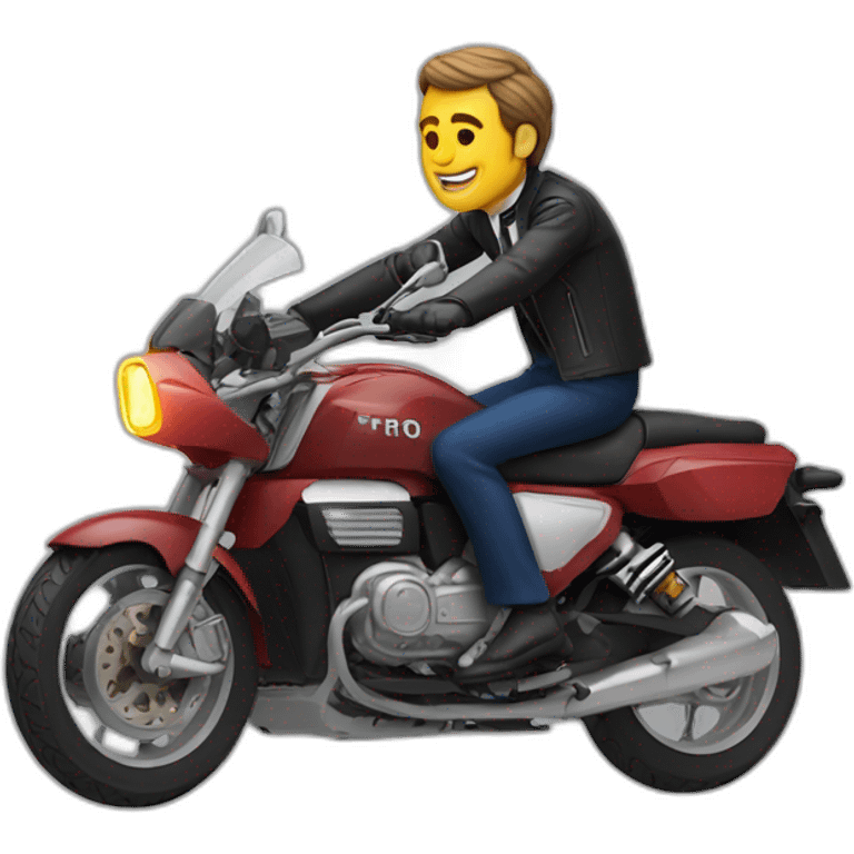 Macron riding a motorcycle  emoji