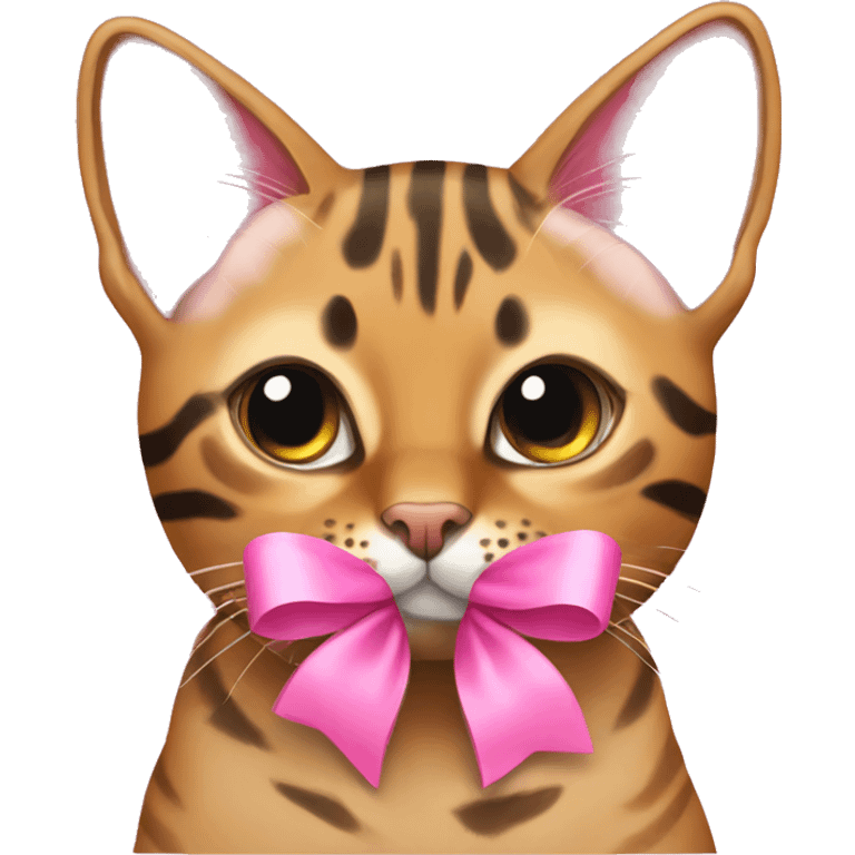 bengal cat with pink bow emoji