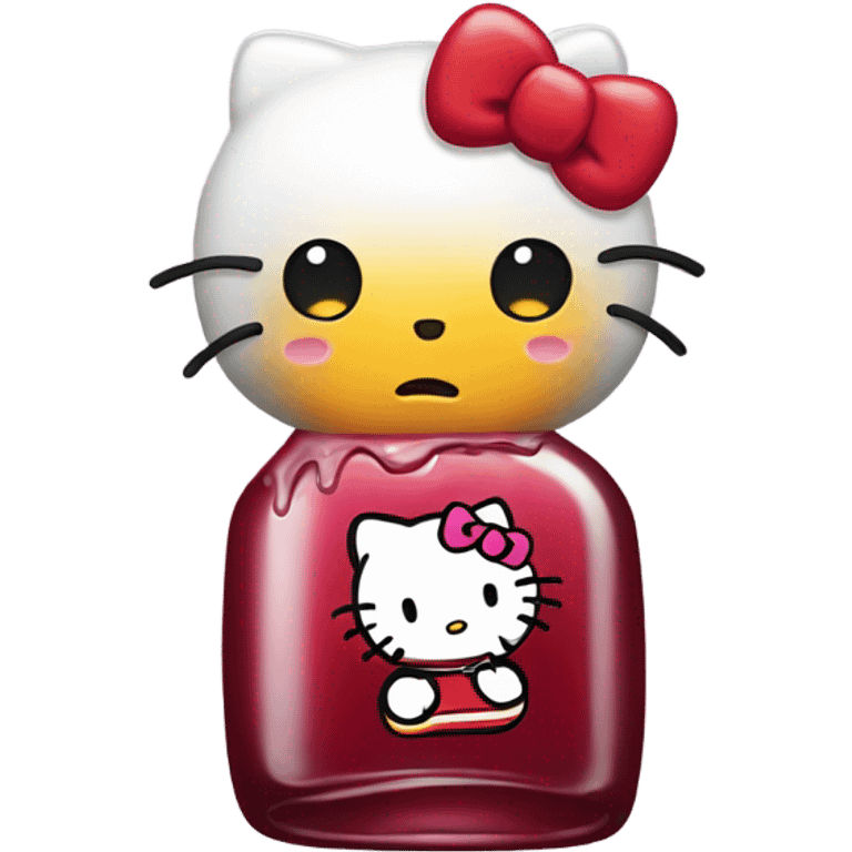 Hello kitty crying tears sad holding Hennessy bottle😭  emoji