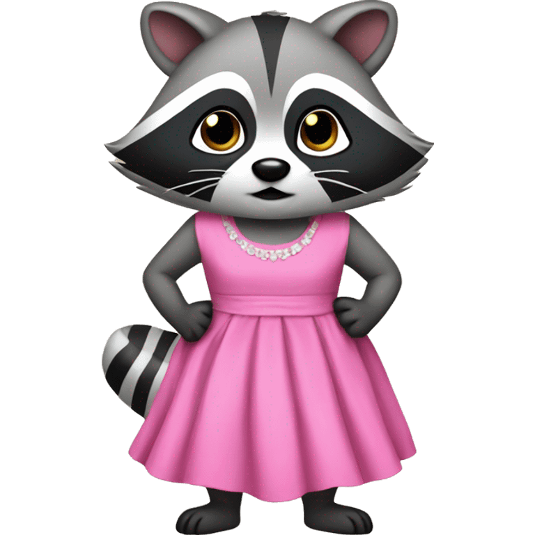 Raccoon wearing a pink dress emoji