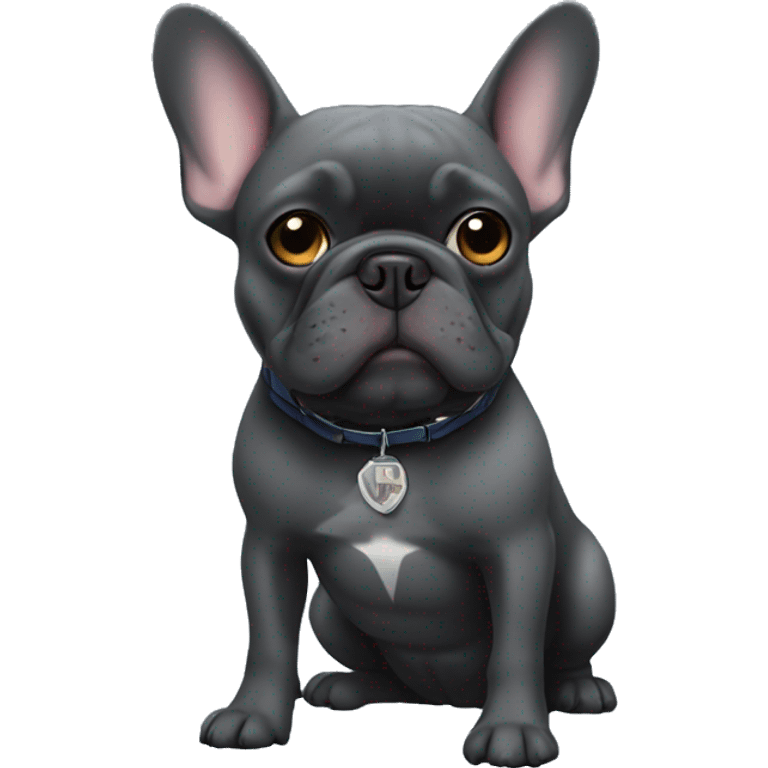 dark gray french bulldog with lex luthor  emoji