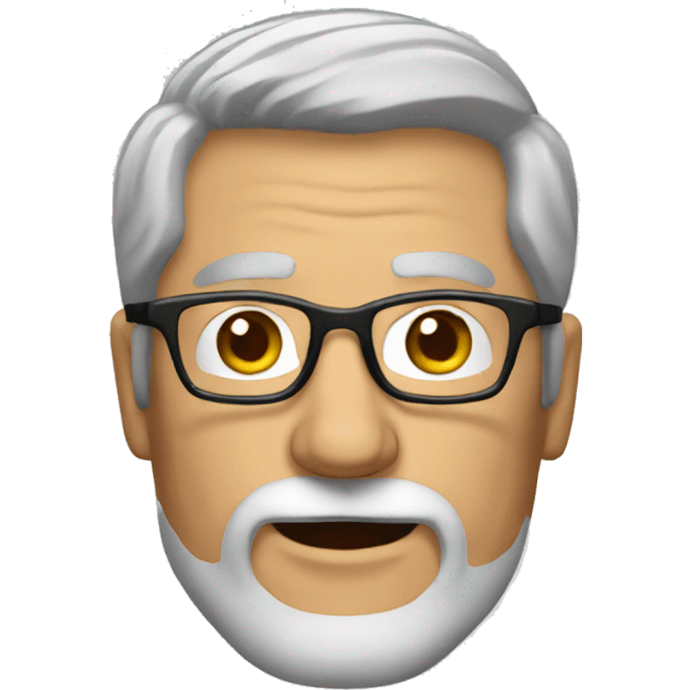 Mature man with gray hair and beard and glasses emoji