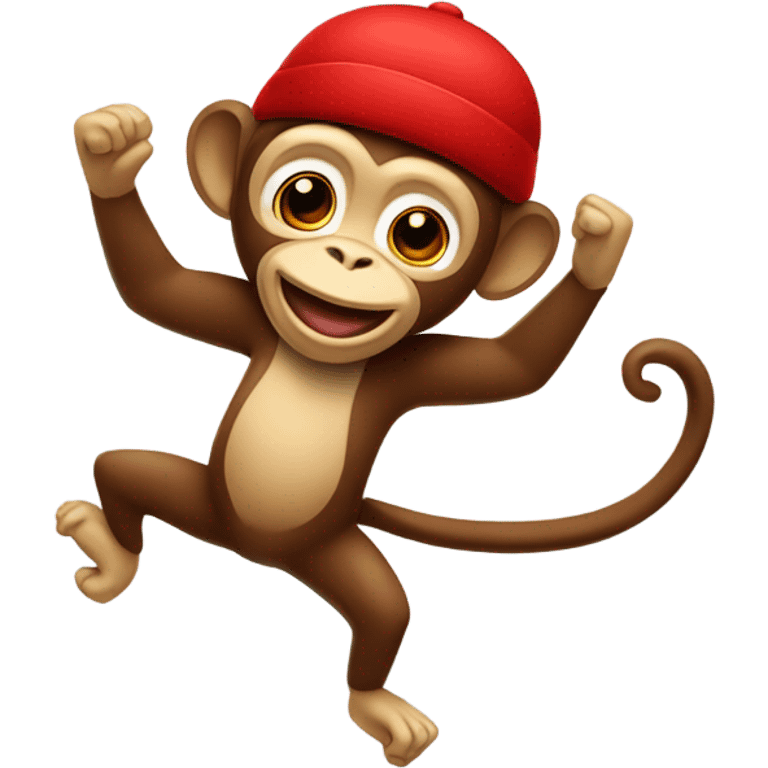 Dancing monkey with a red cap and red dangry  emoji