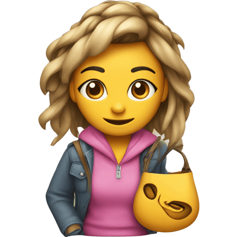 CHICA COLORADA CON BOLSA DE TELA COLGANDO emoji