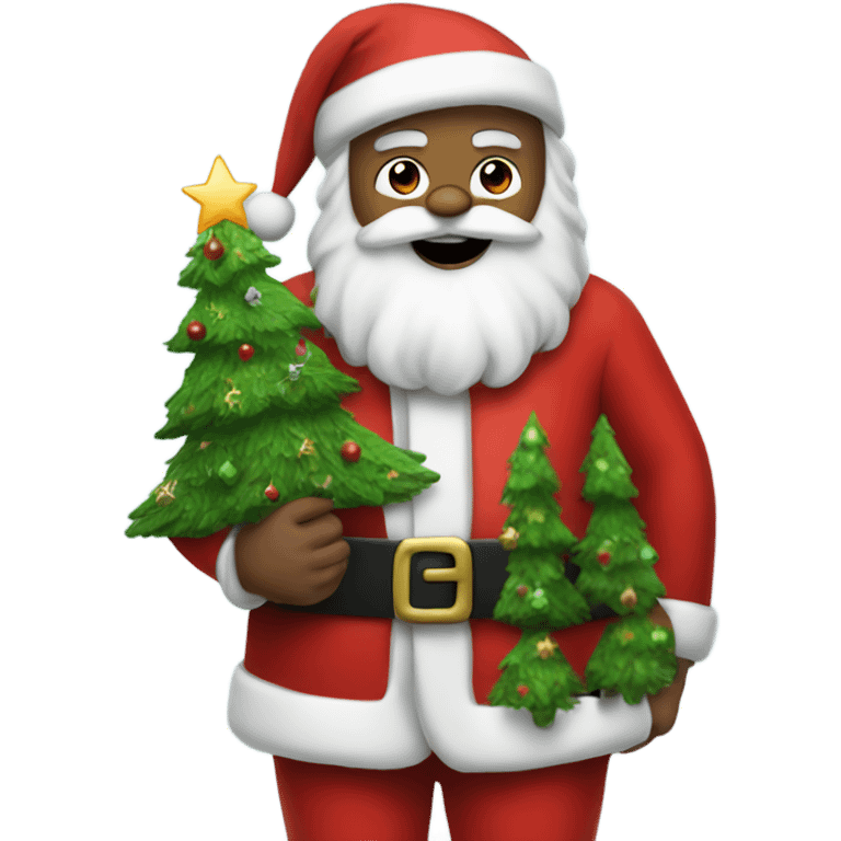 Santa with a tatoo of a Christmas tree on his butt emoji