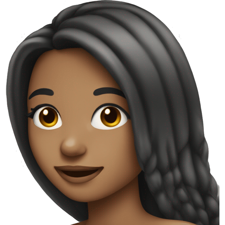 girl with long lashes long hair and long nails smiling emoji