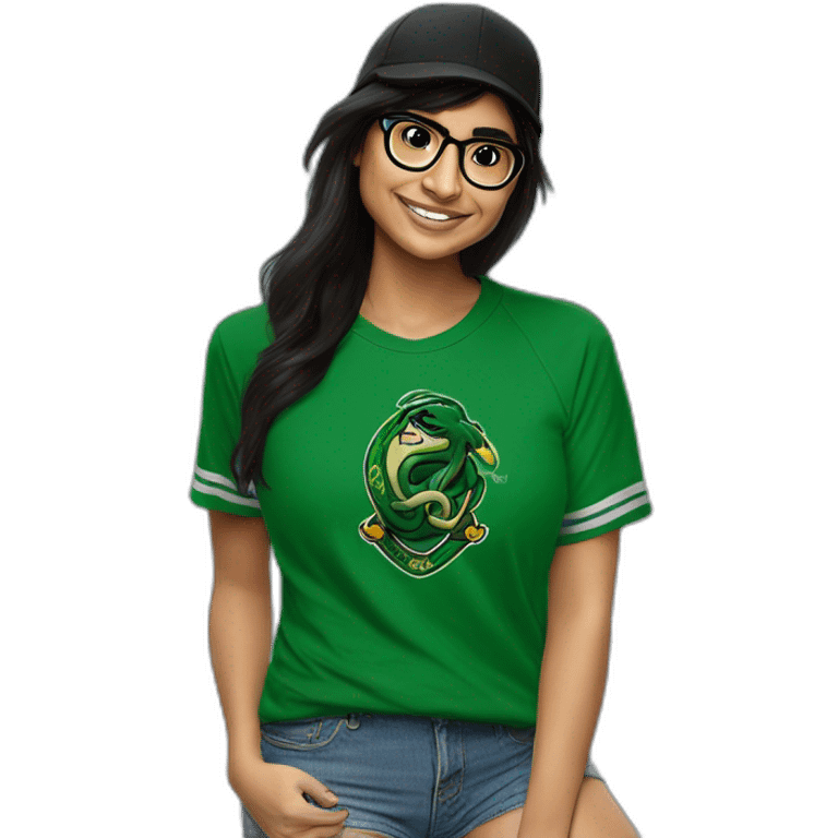 Mia Khalifa slytherin baseball tee-shirt emoji