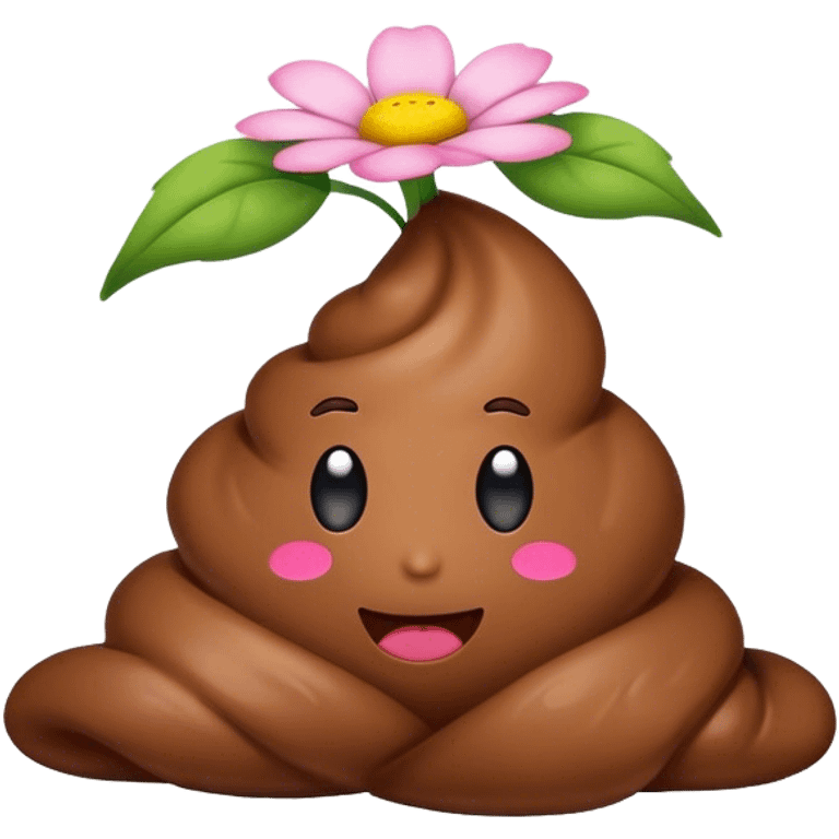 poop with flower emoji