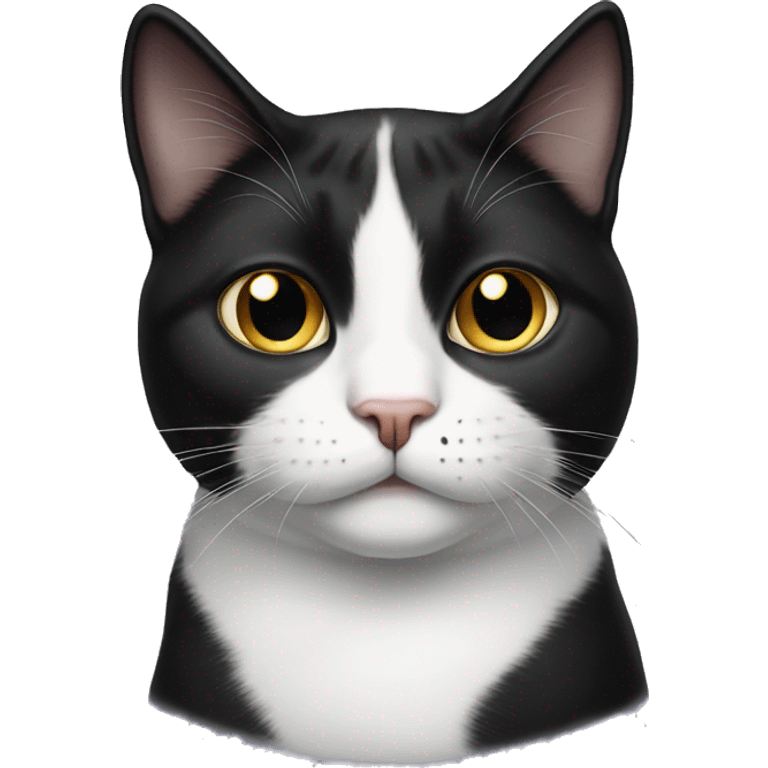 tuxedo cat with black spot on chin resembling a smirk  emoji