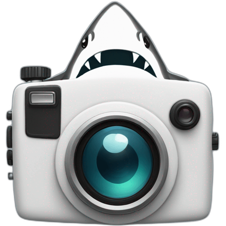 Camera with shark on camera emoji