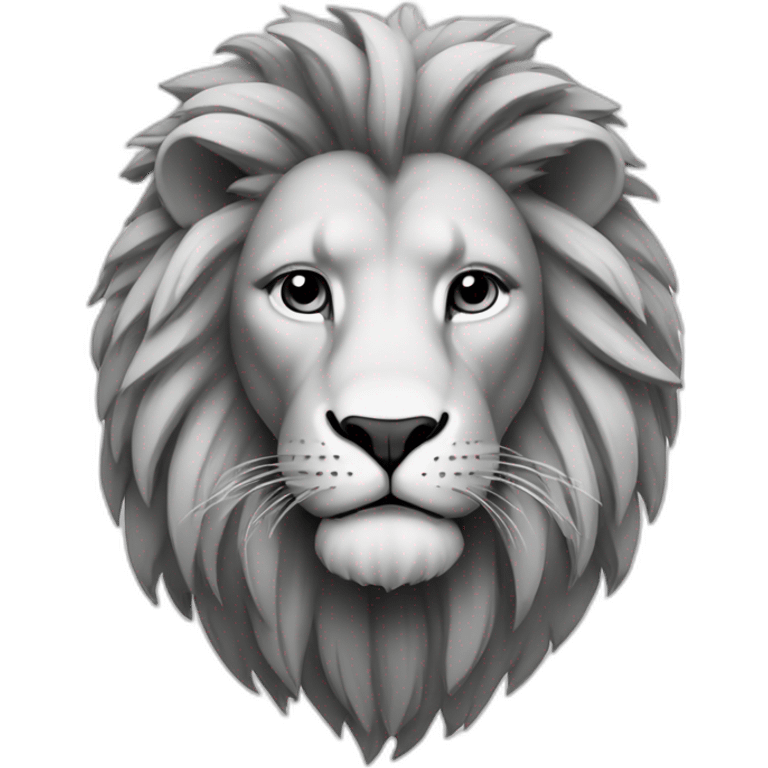 A complete lion in black and white with simple lines emoji