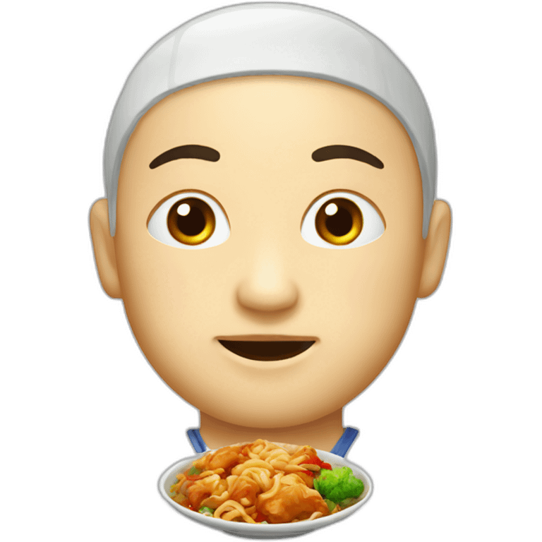 Chinese meal with a little face emoji