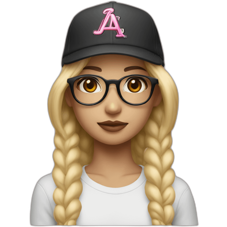 Girl with  BlackPinkGlasses with Blond hearShort with Jordan CAP emoji