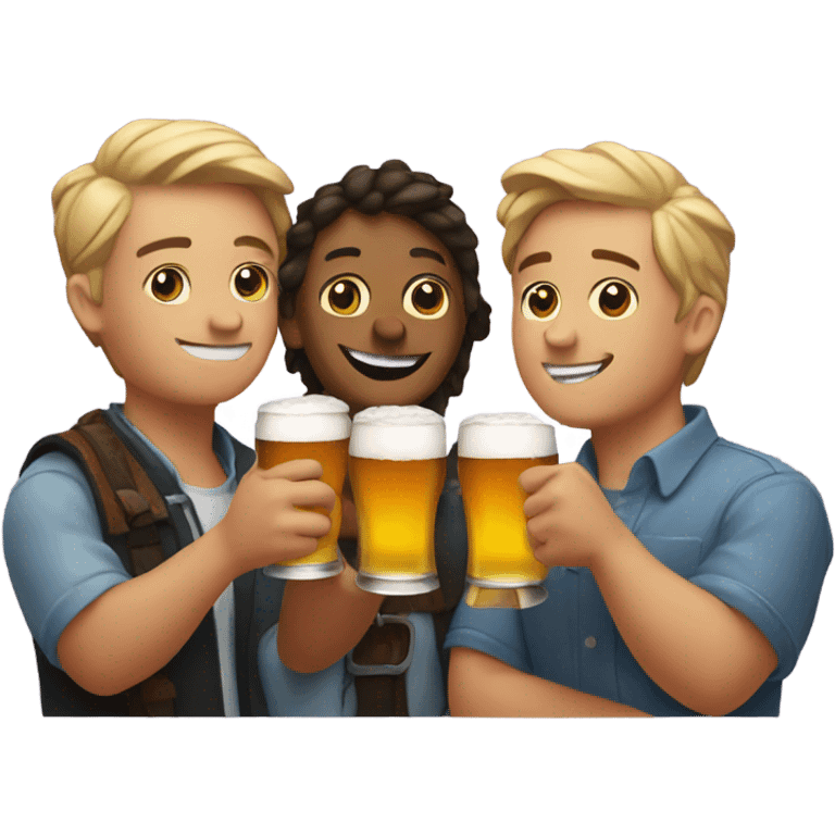 3 friends drinking beer emoji