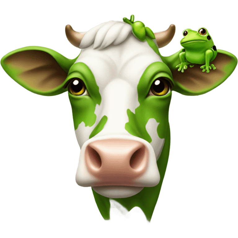 Cow with frog sitting on head emoji