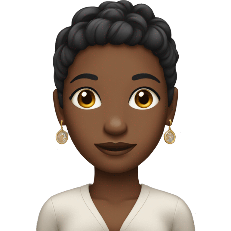 short black girl, haircut with round small earrings emoji